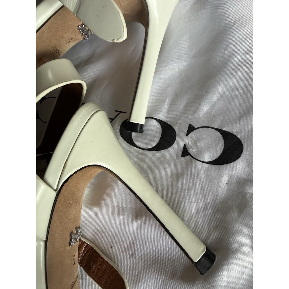 Coach Shoes Womens 6 Pumps White Patent Open Toe Heels Ankle Strap GUC - Picture 7 of 9